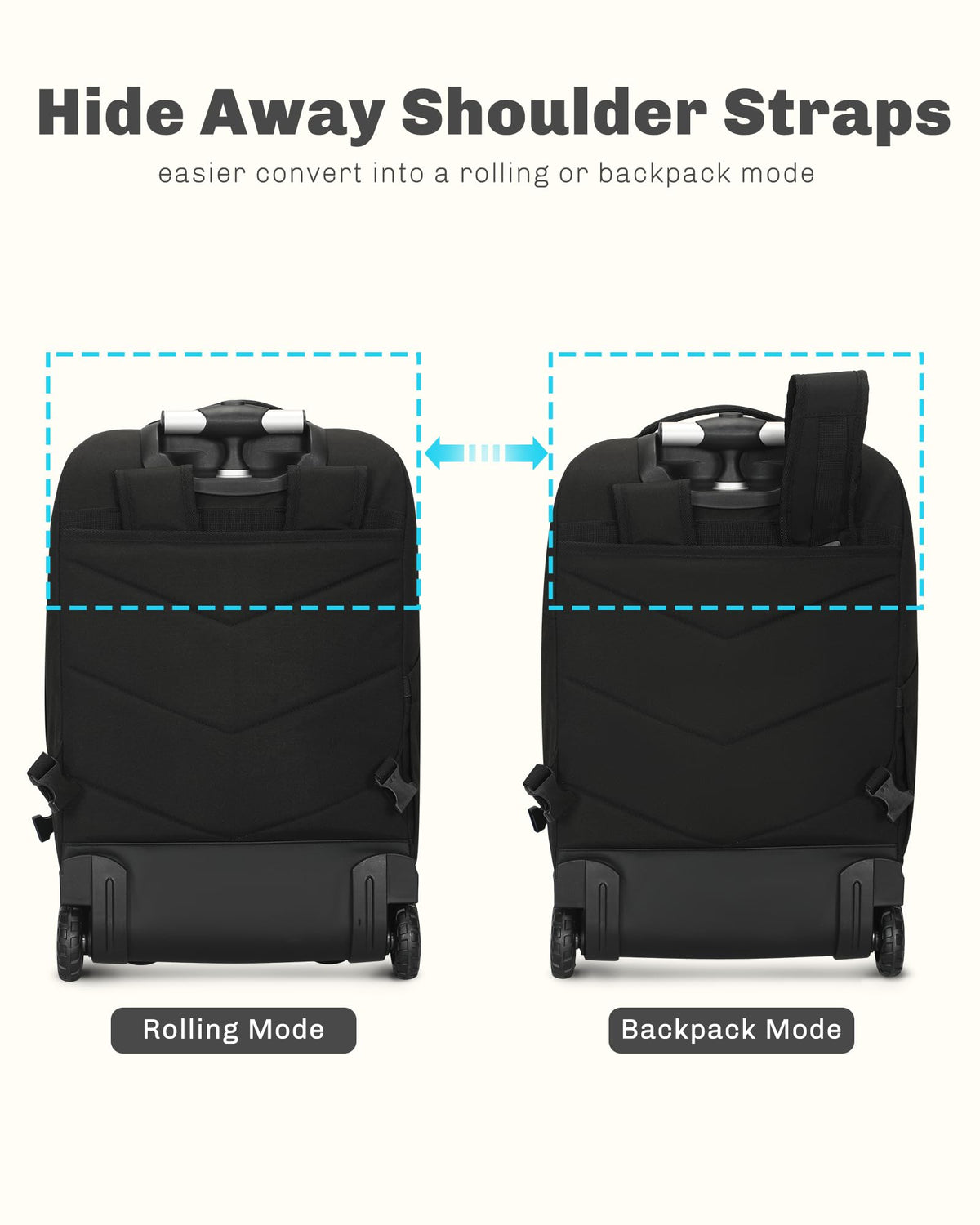 Rolling Backpack with Wheels 43L with Personal Item Bag M202708