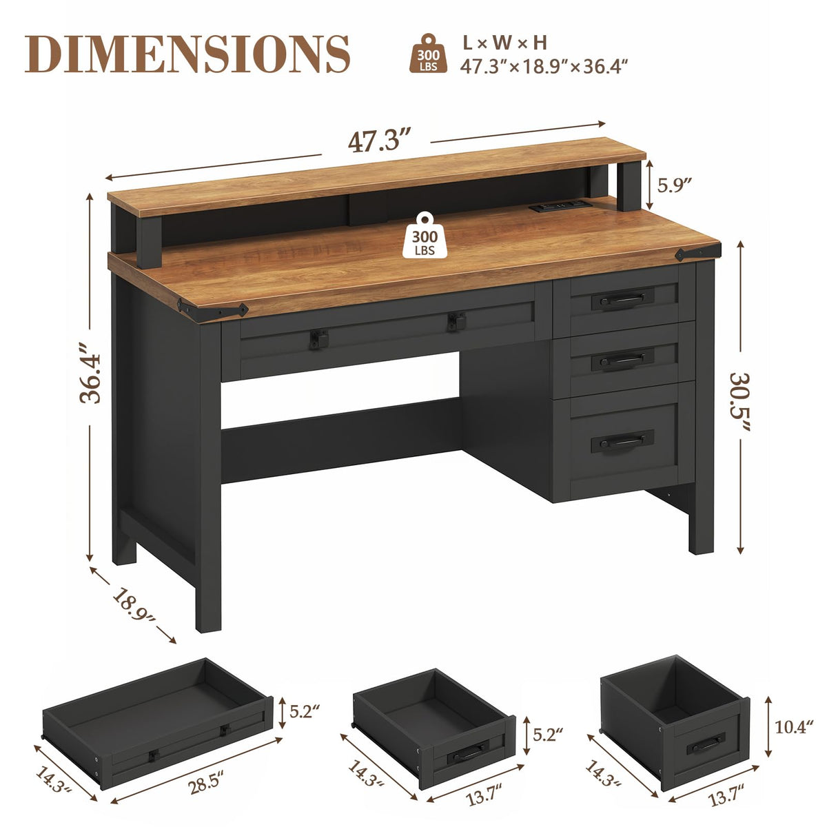 47" Computer Desk with Drawers D25621