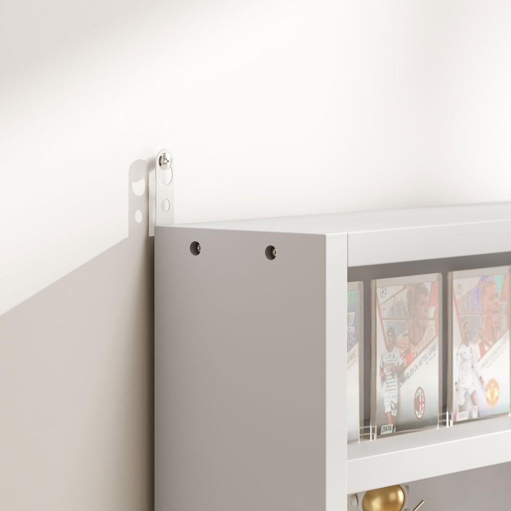 5-Tier Wall Mounted Display Cabinet with Glass Doors White X36085