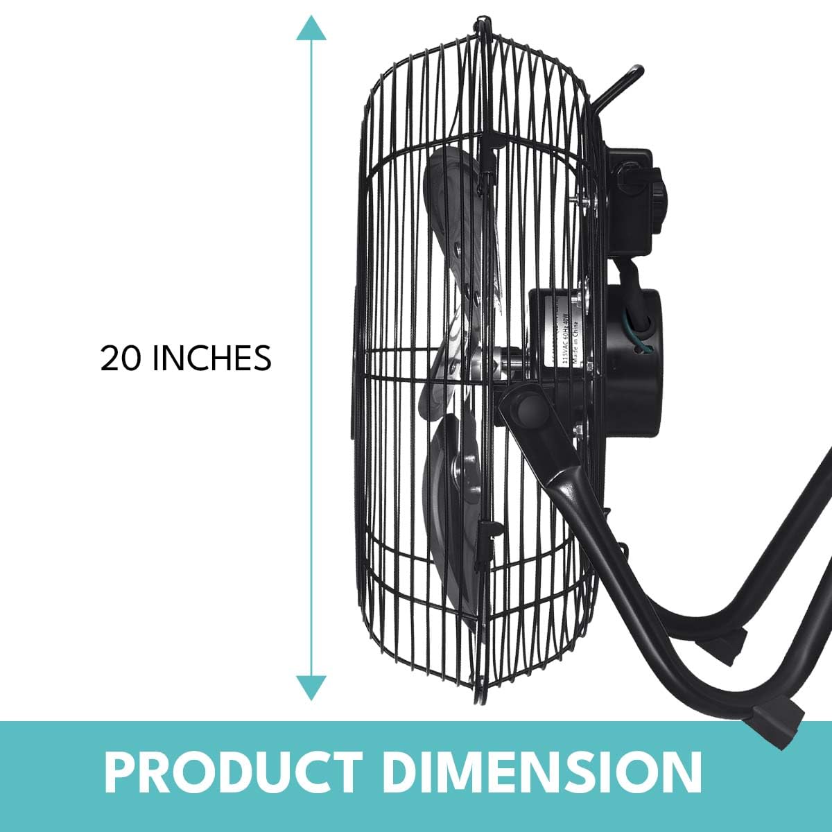 20 in. 3 Speed Metal Floor Fan in Black with Tilting Head F545594