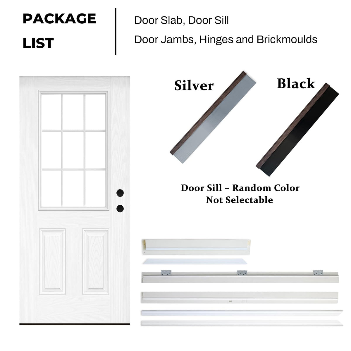 Fiberglass Exterior Door with Brickmould, 36'' x 80'' Front Entry Door C711906