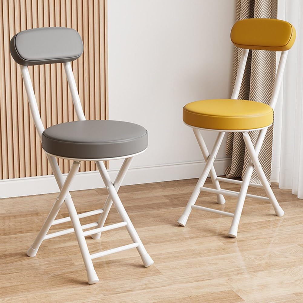 Folding Stool with Cushioned Seat and Backrest G867189