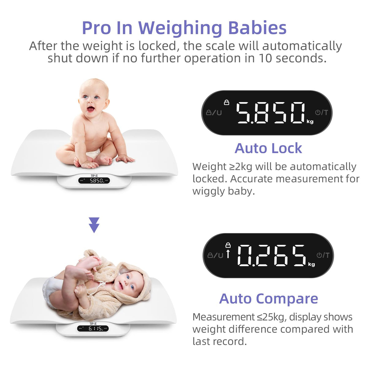 Baby Scale with Detachable Tray, Up to 400lb/180kg X360913