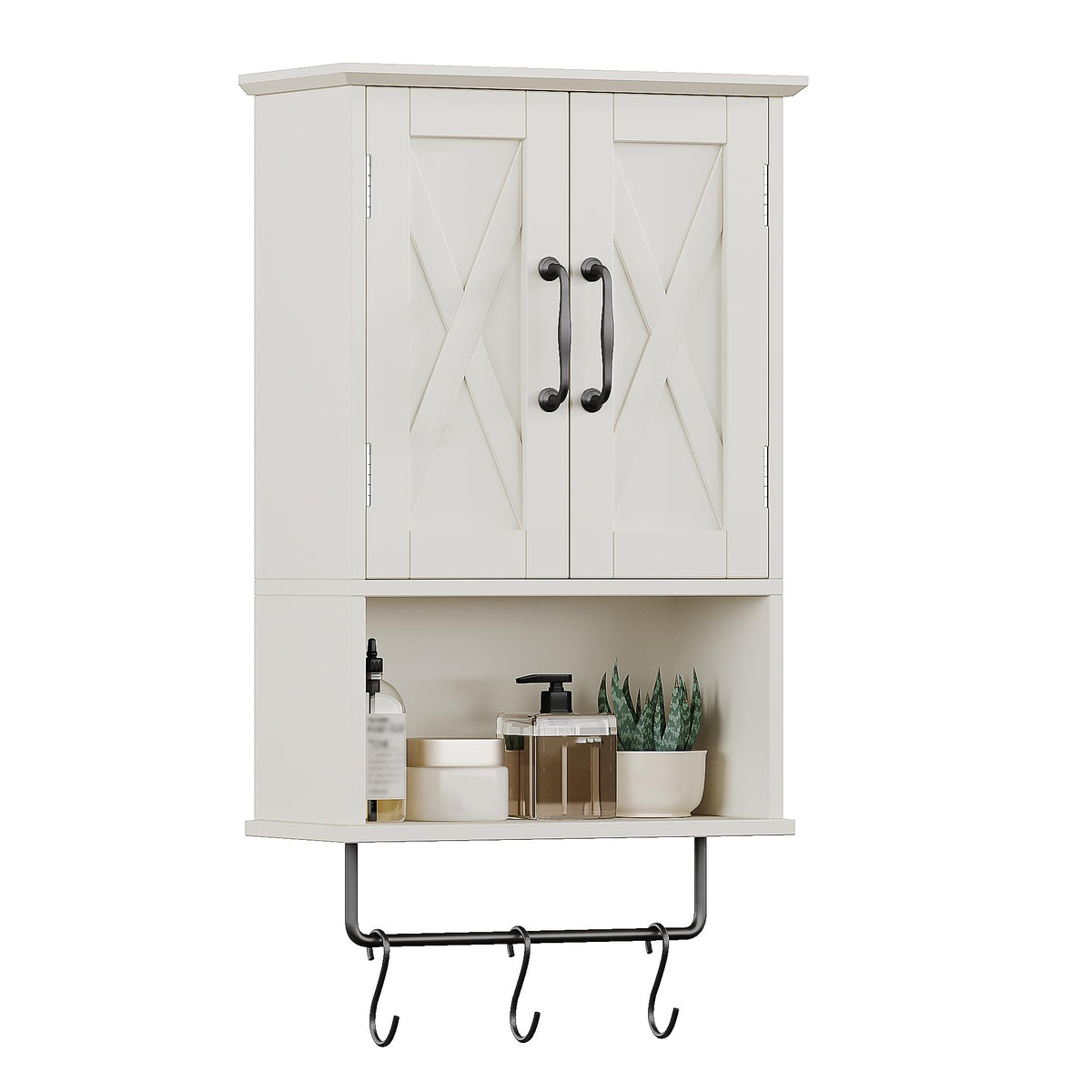 Small Medicine Cabinet with Towel Bar and 3 Hooks L331