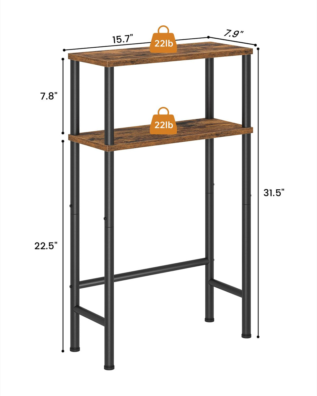 Narrow 15.7" 2-Tier Console Table X763