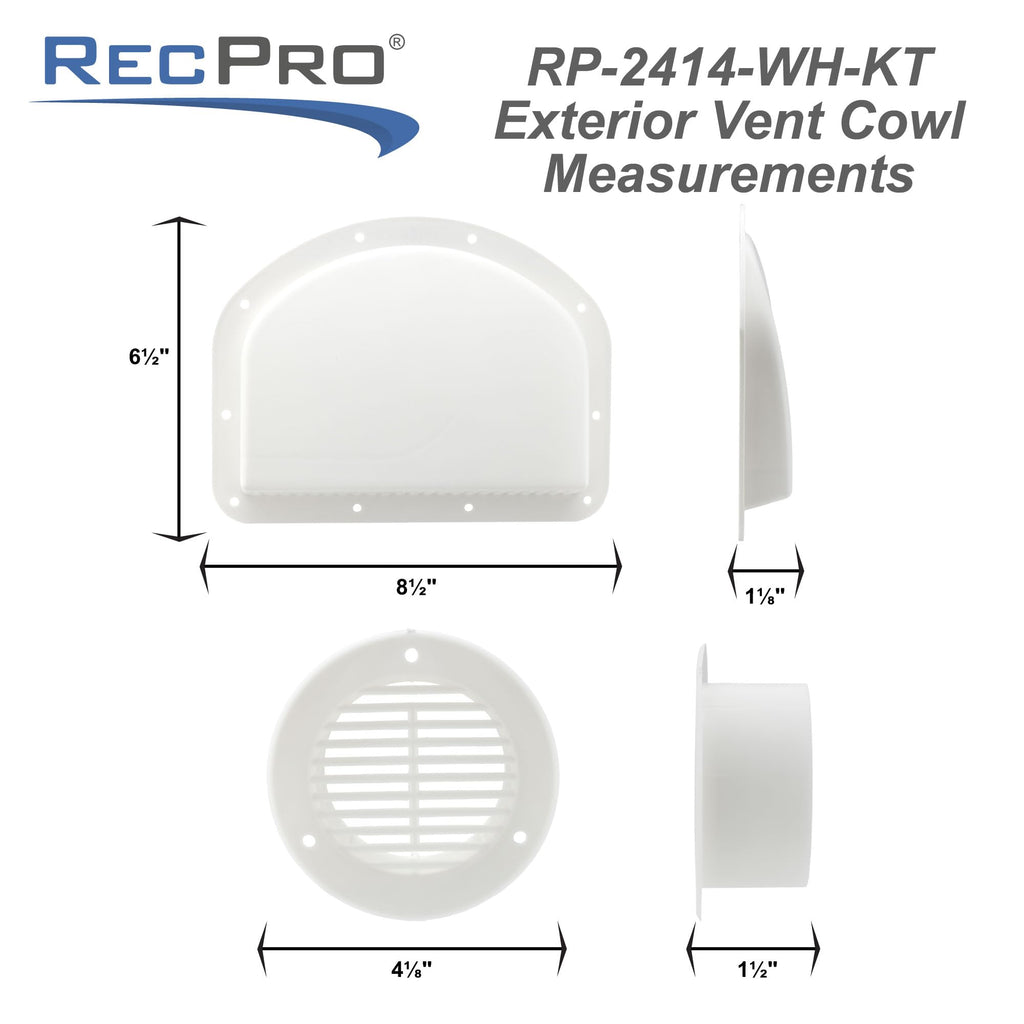 White Trailer Exterior Vent Cowl with Grill 2 Pack L4211