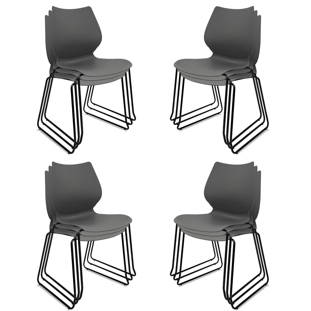 Grey Stacking Plastic Office Chairs Set of 12 X901217