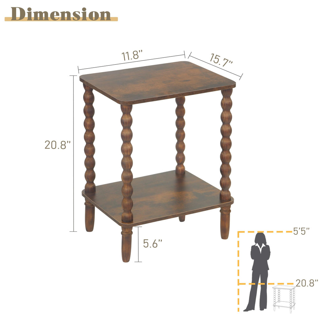Side Table with 2-Tier Shelf F9225