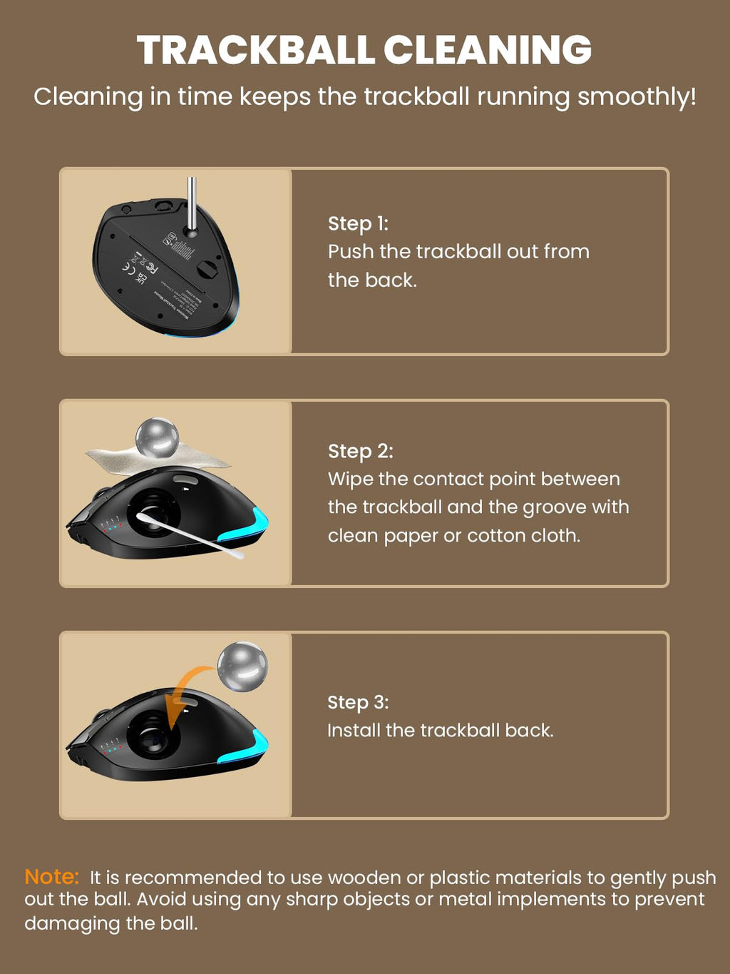 Ergonomic Wireless Trackball Mouse A352