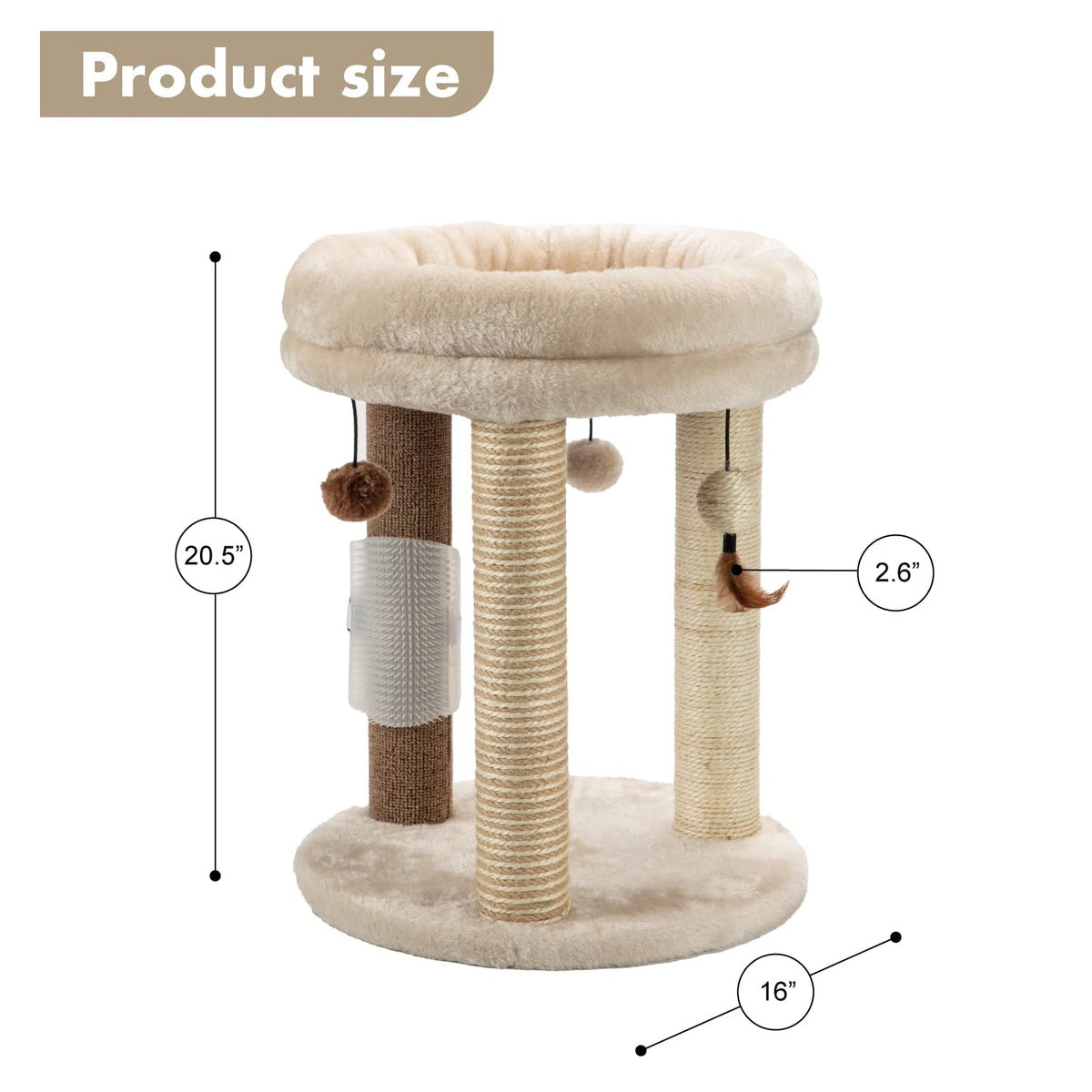 Small Cat Tree with Scratching Post and Soft Bed D24041