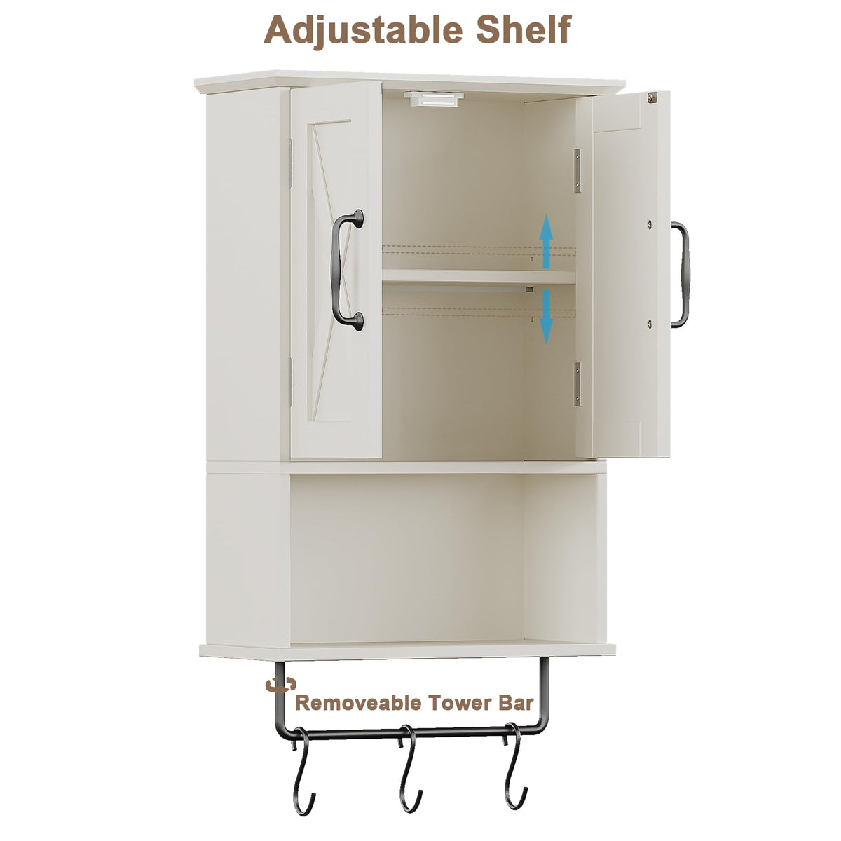 Small Medicine Cabinet with Towel Bar and 3 Hooks L331
