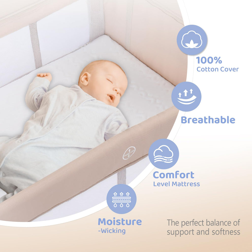 7 in 1 Bedside Bassinet with Changing Table, Storage Shelf, Mattress W87603