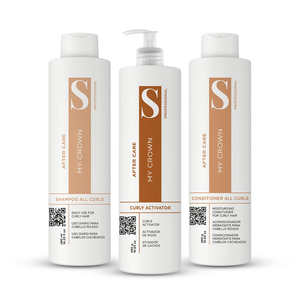 Curly Hair Shampoo Conditioner & Curl Cream Kit, 3x16.9oz E144134