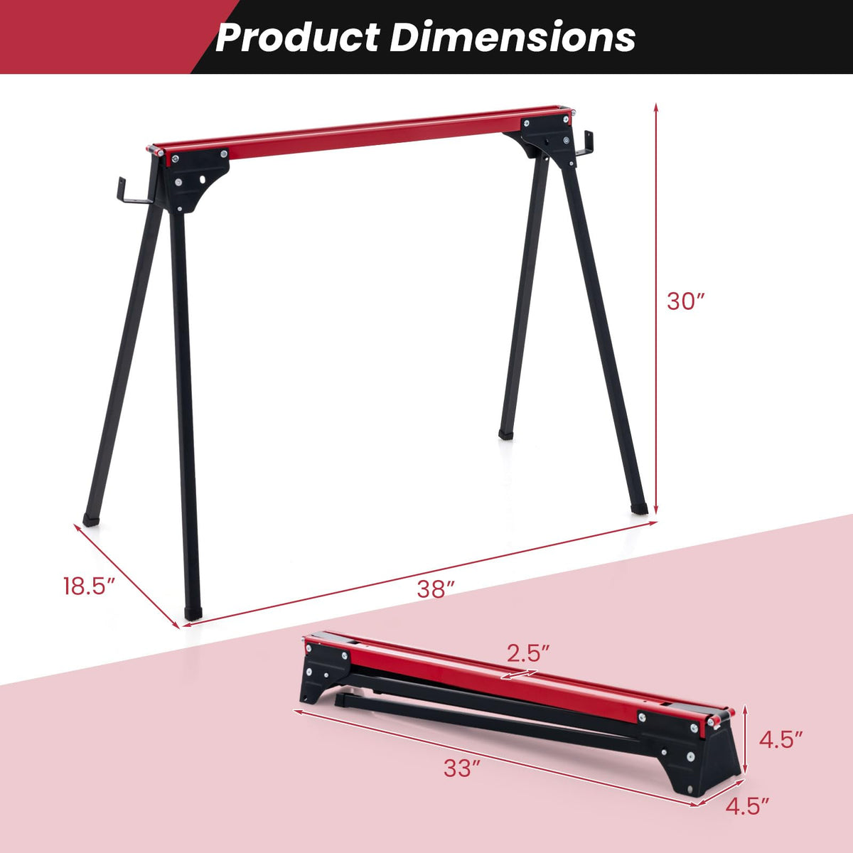 2 Pack Folding Sawhorses 2200 LBS Load Capacity C3040