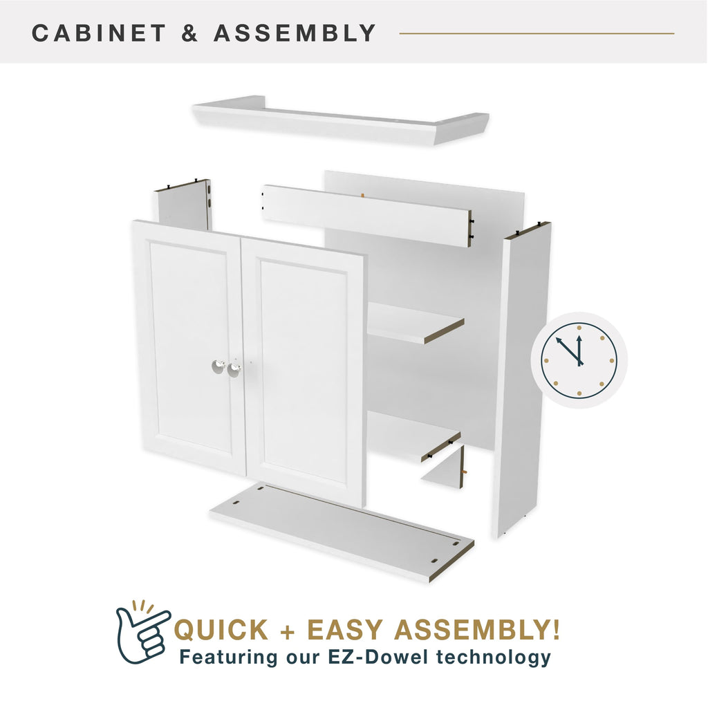 White Wall Mounted Medicine Cabinet Organizer T53054