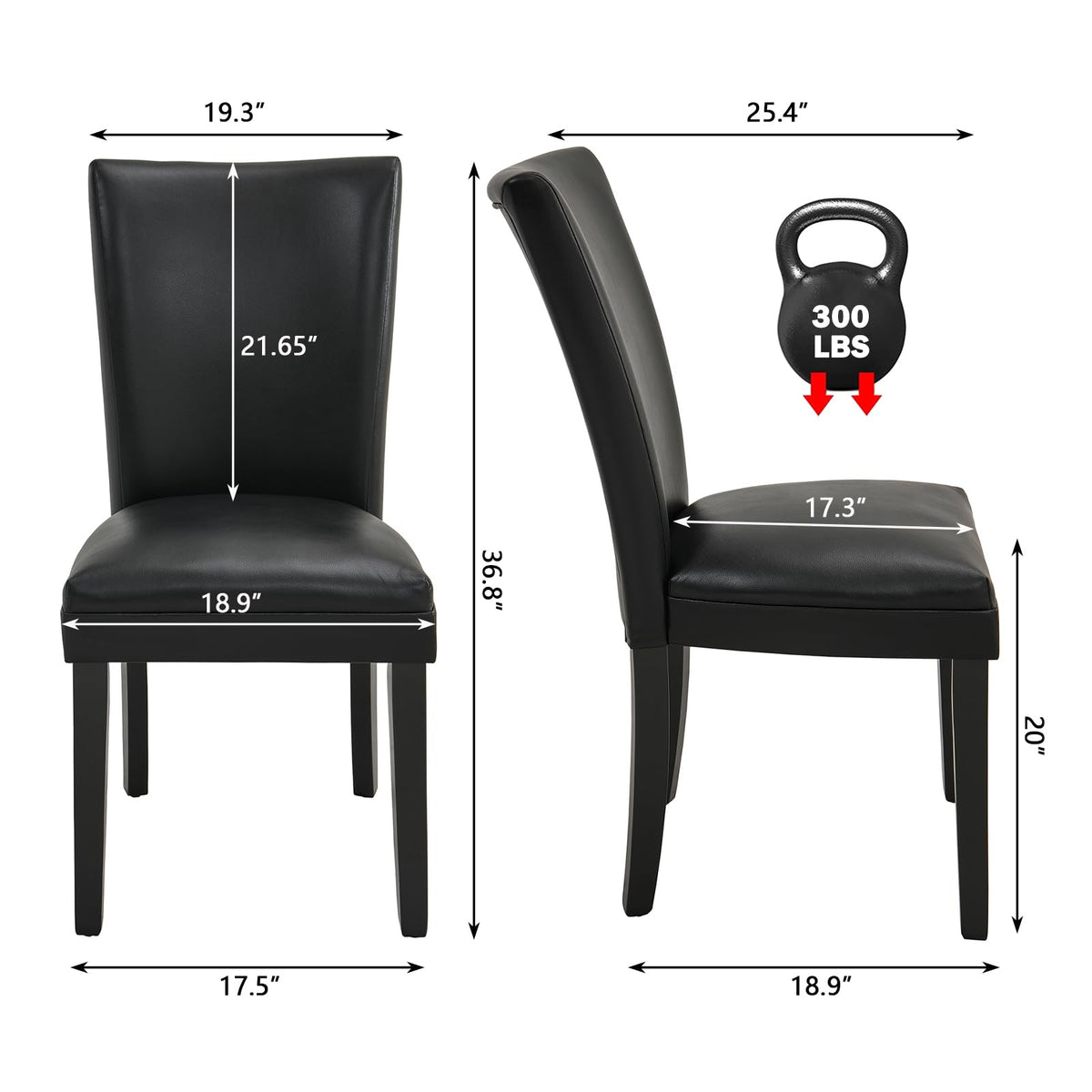 Set of 8 Black Faux Leather Upholstered Dining Chairs B444342