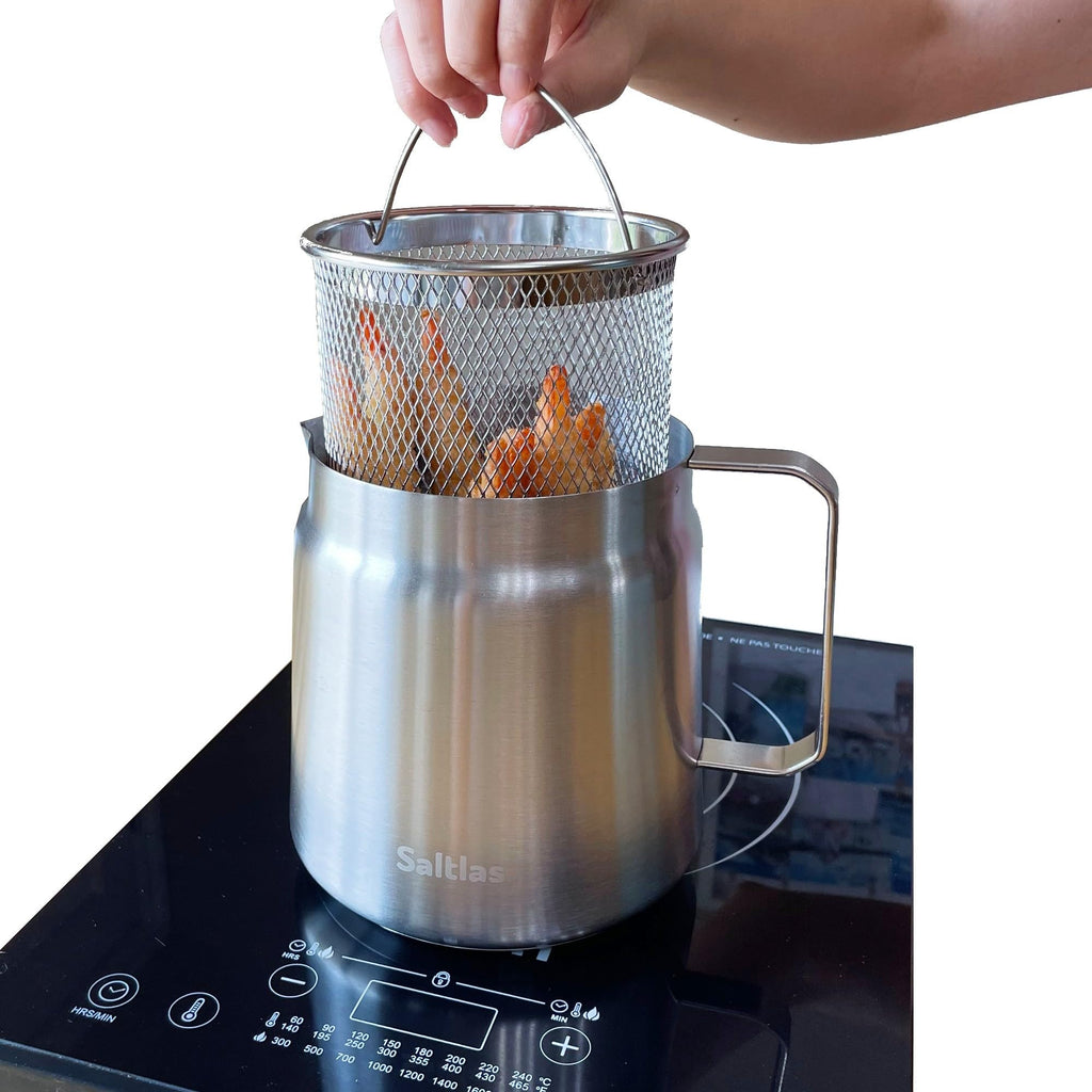 304 Stainless Steel Deep Fryer Pot with Basket and Oil Strainer, 2L X1171