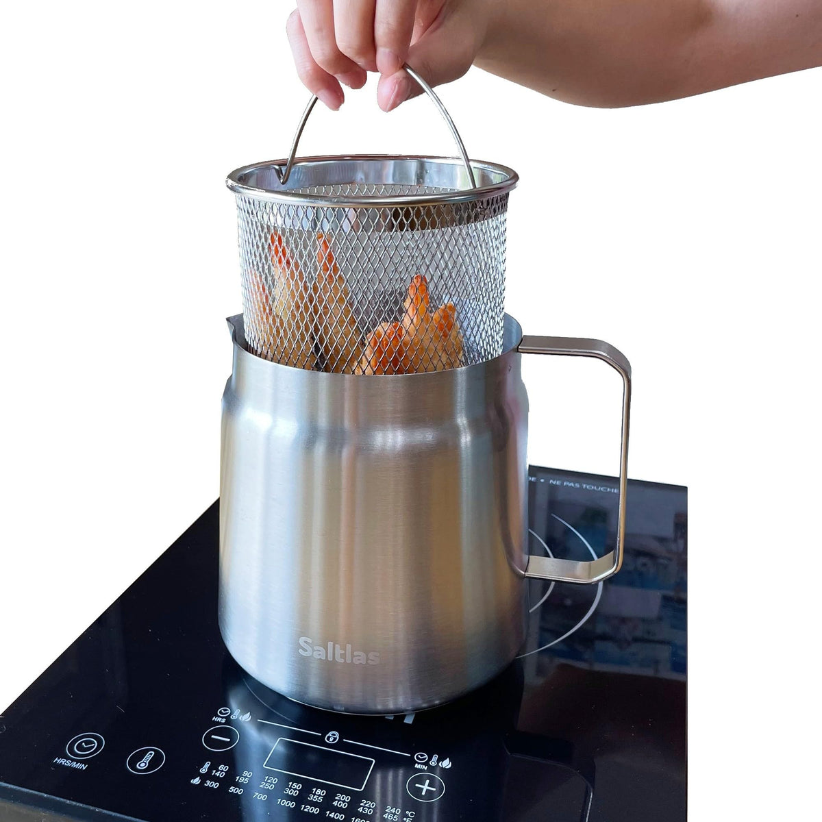 304 Stainless Steel Deep Fryer Pot with Basket and Oil Strainer, 2L X1171