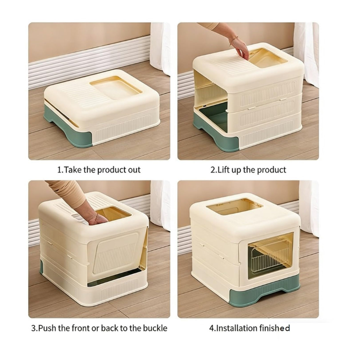 Fully Enclosed Cat Litter Box with Lid and Drawer P471996