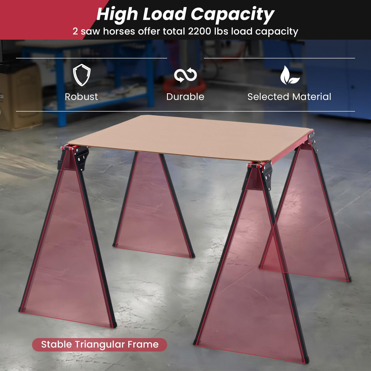 2 Pack Folding Sawhorses 2200 LBS Load Capacity C3040