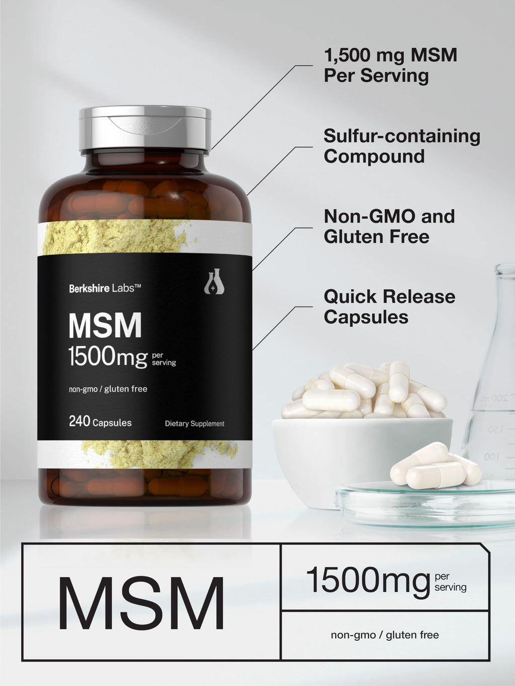 MSM Capsules 1500mg 240 Count T849