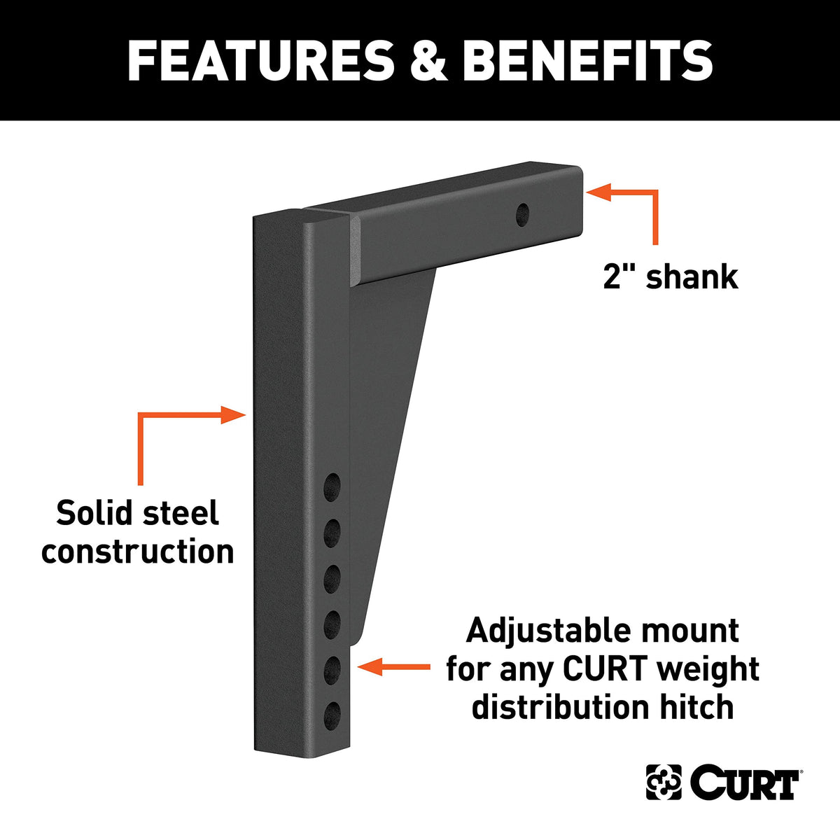 Replacement Weight Distribution Hitch Shank, 2-Inch Receiver, 8-3/4-Inch Drop J327228