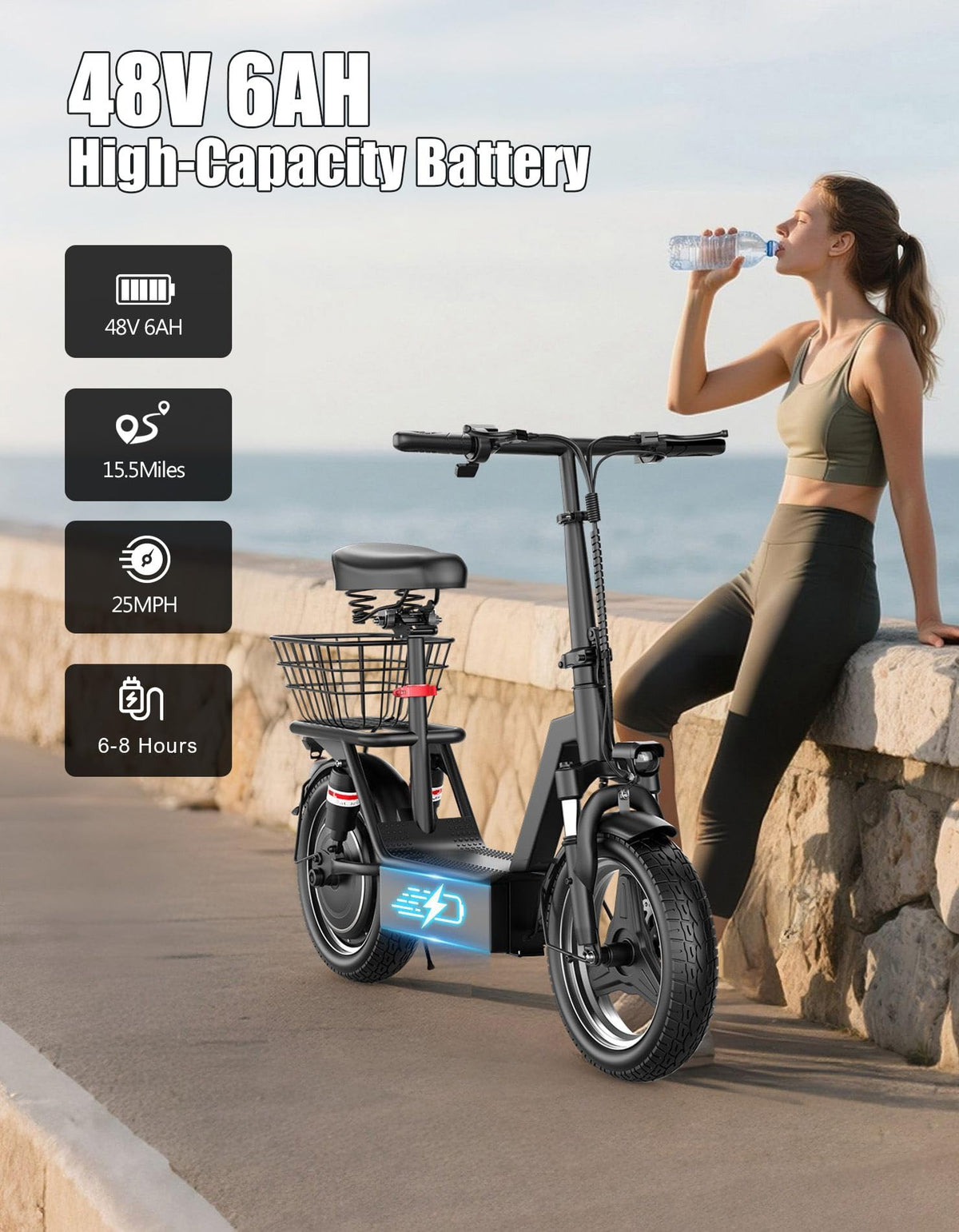 Foldable Electric Scooter with Seat G183364