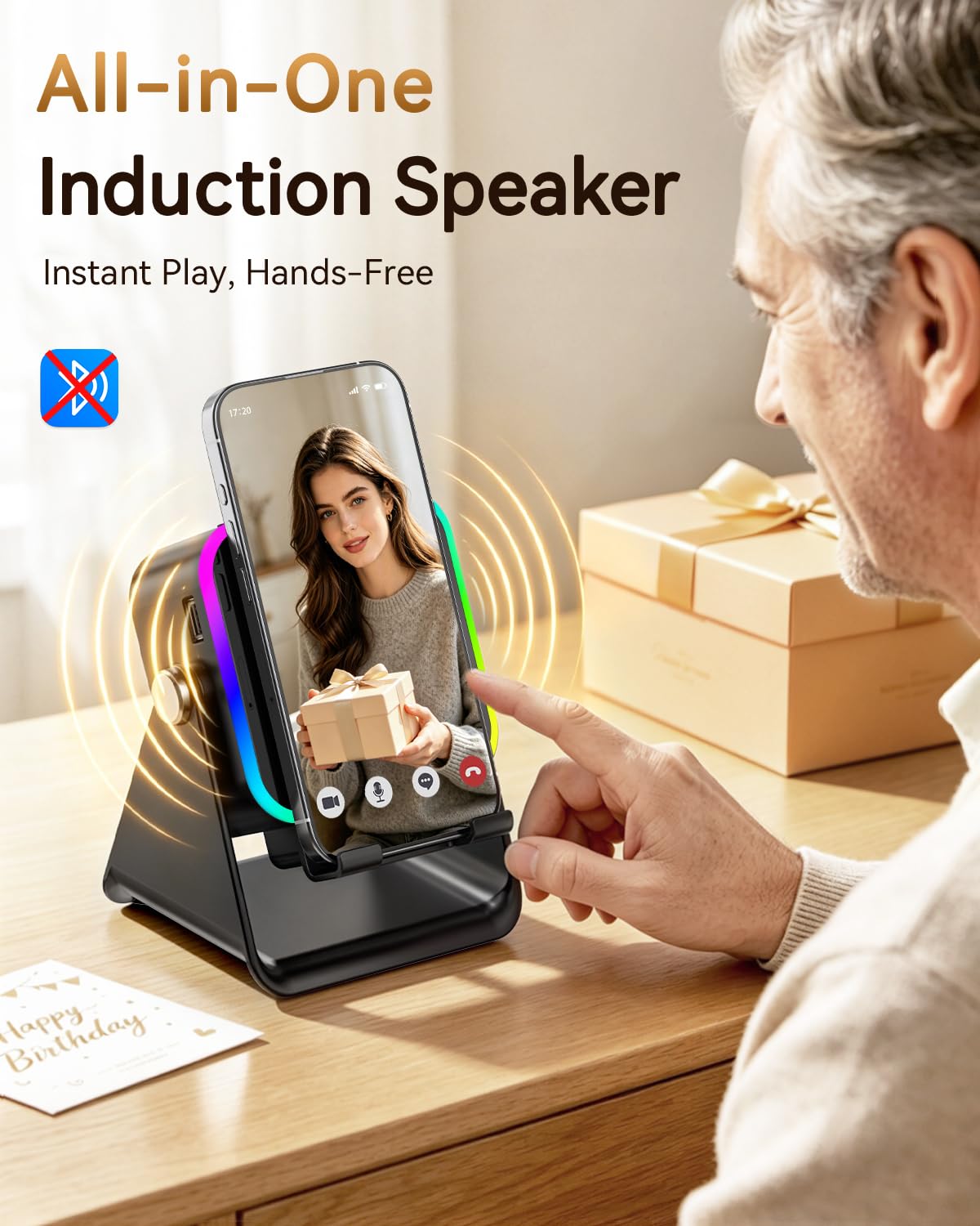 Wireless Induction Speaker with Phone Stand F200