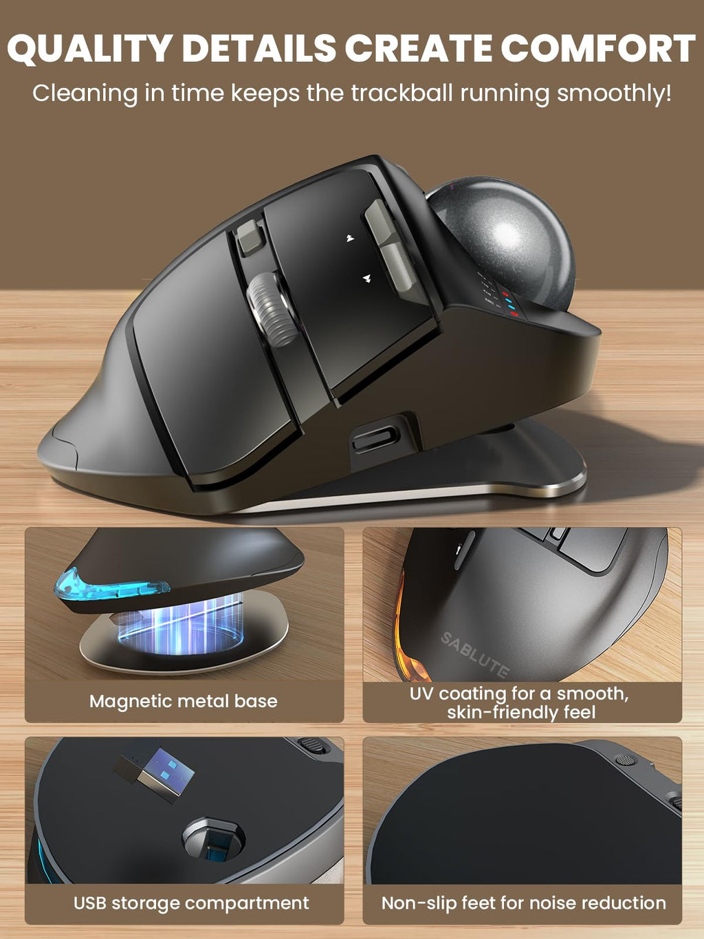 Ergonomic Wireless Trackball Mouse A352