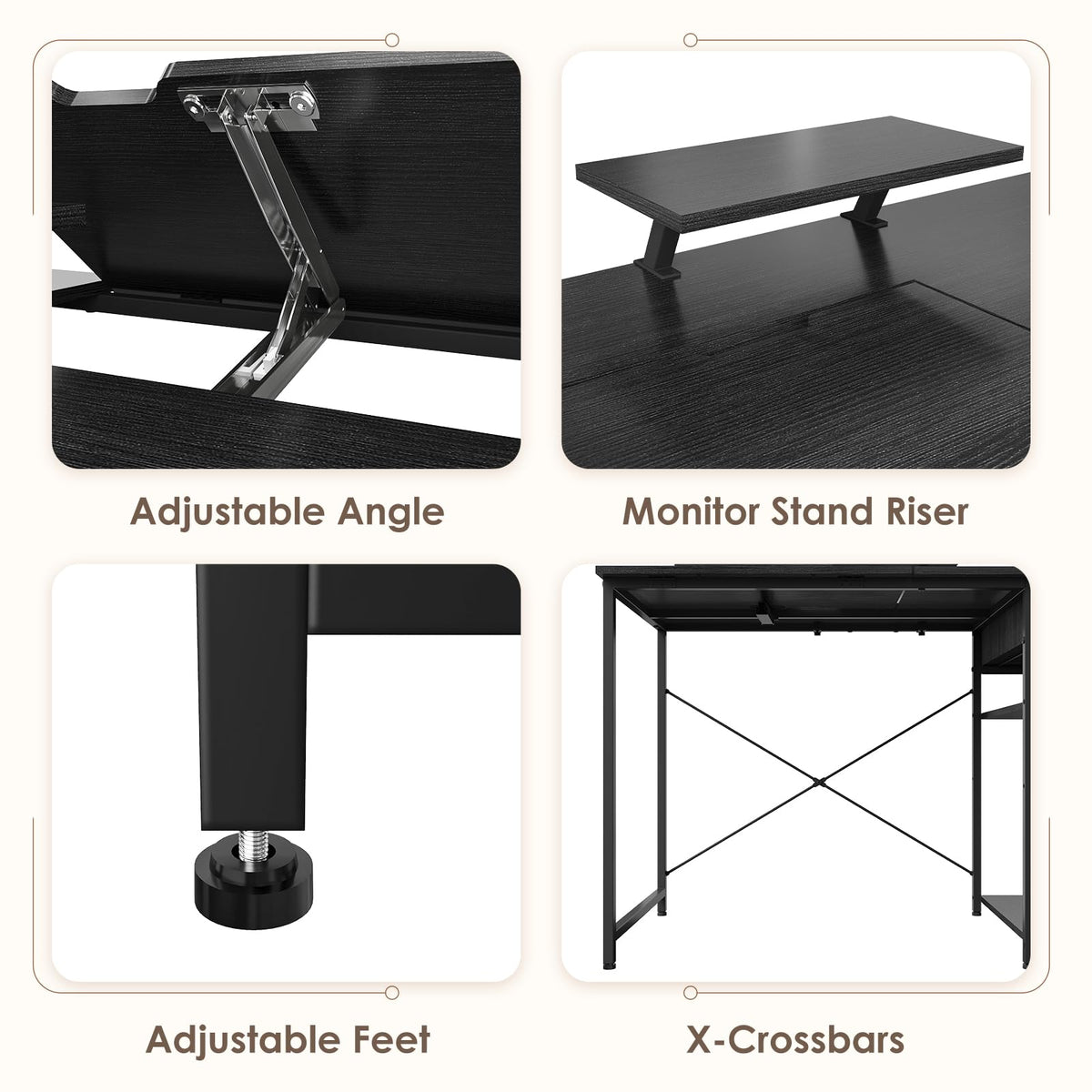 Black Adjustable Drafting Table with Storage Shelves & Drawer S304077
