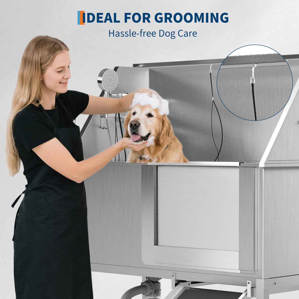 50" Stainless Steel Pet Bathing Tub with Sloped Ramp W31380