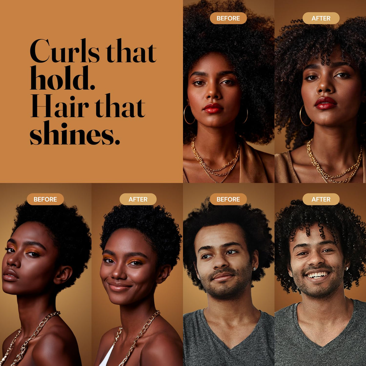 Curly Hair Shampoo Conditioner & Curl Cream Kit, 3x16.9oz E144134