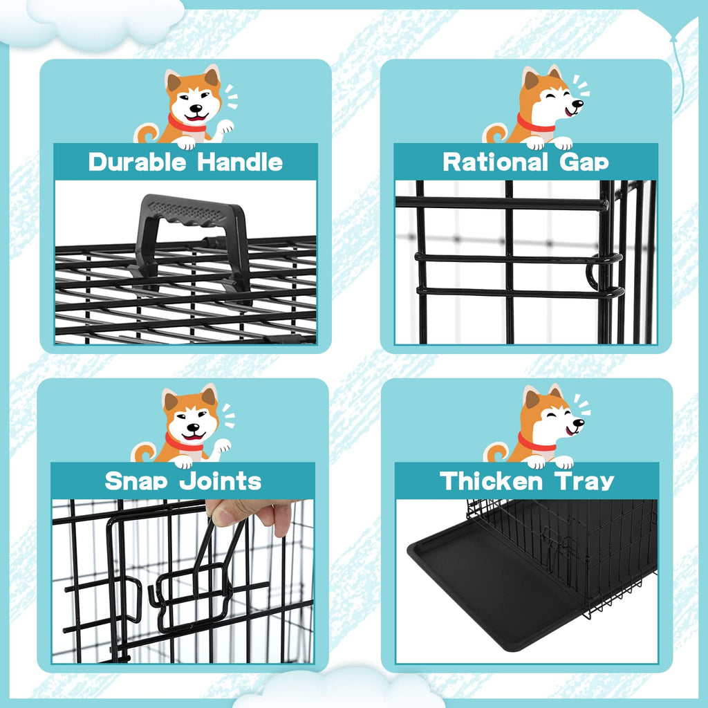 36 Inch Double-Door Metal Dog Crate with Tray and Divider Z201