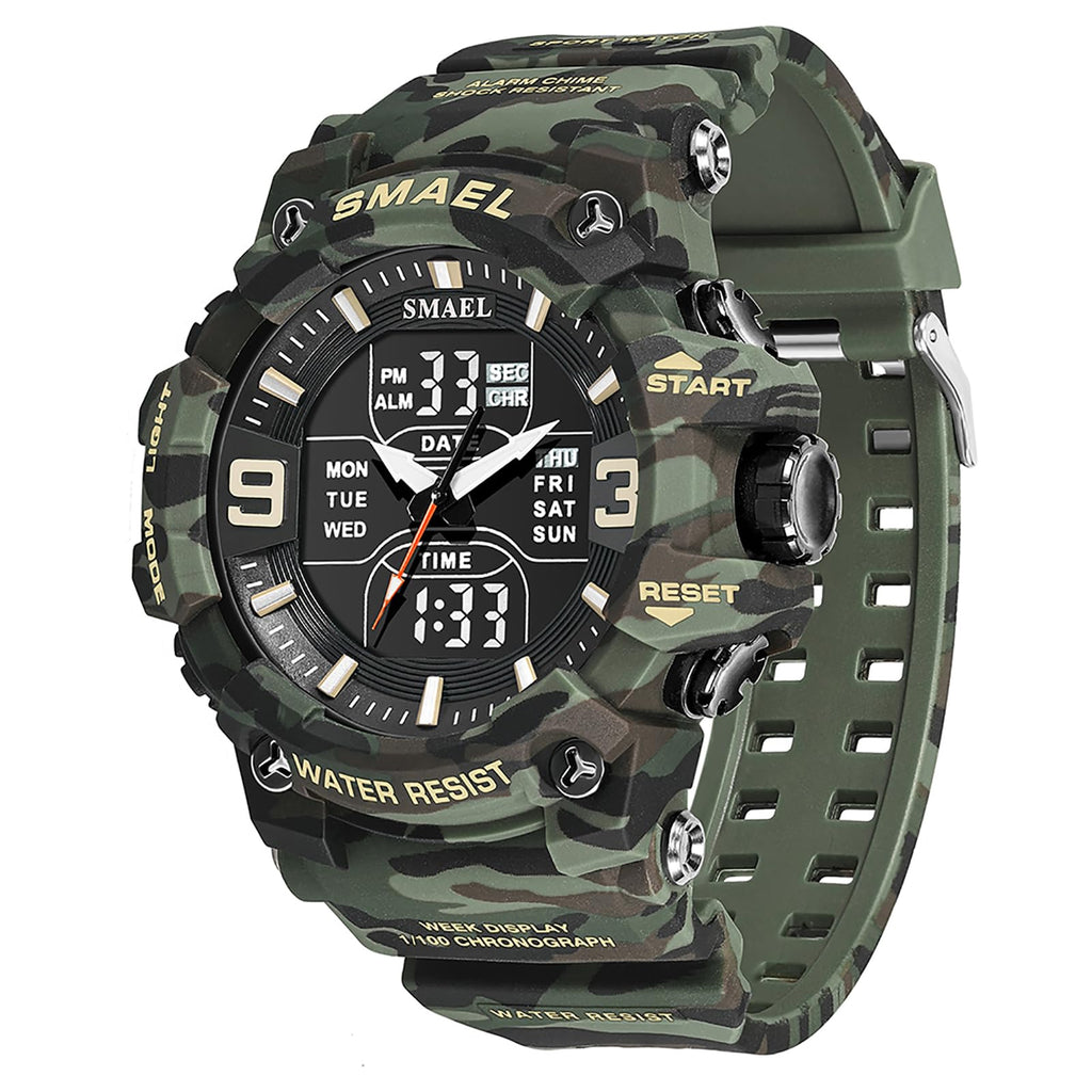 Men Tactical Analog Digital Sport Watch 50M LED T3033