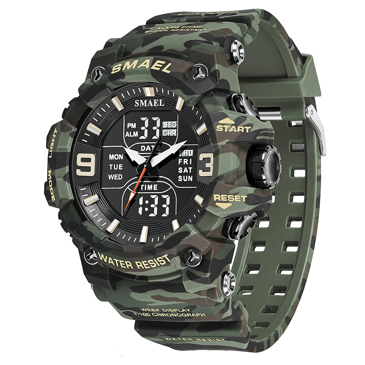 Men Tactical Analog Digital Sport Watch 50M LED T3033