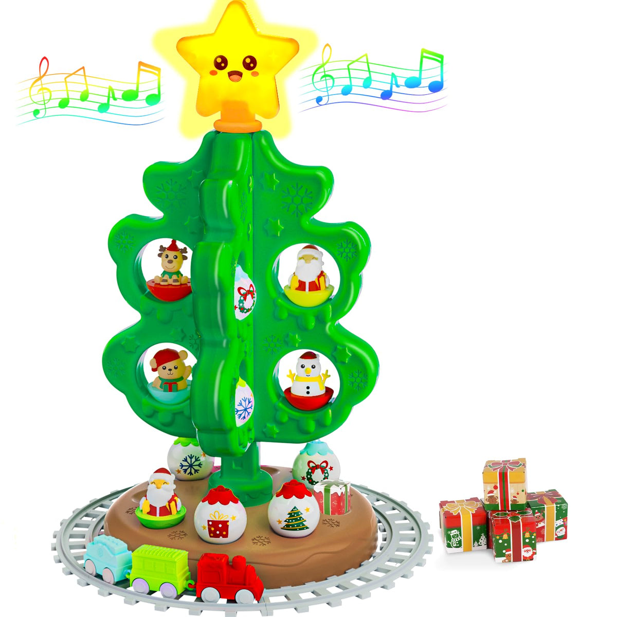 Light Up Musical Christmas Tree Toy Set with Ornaments O5643