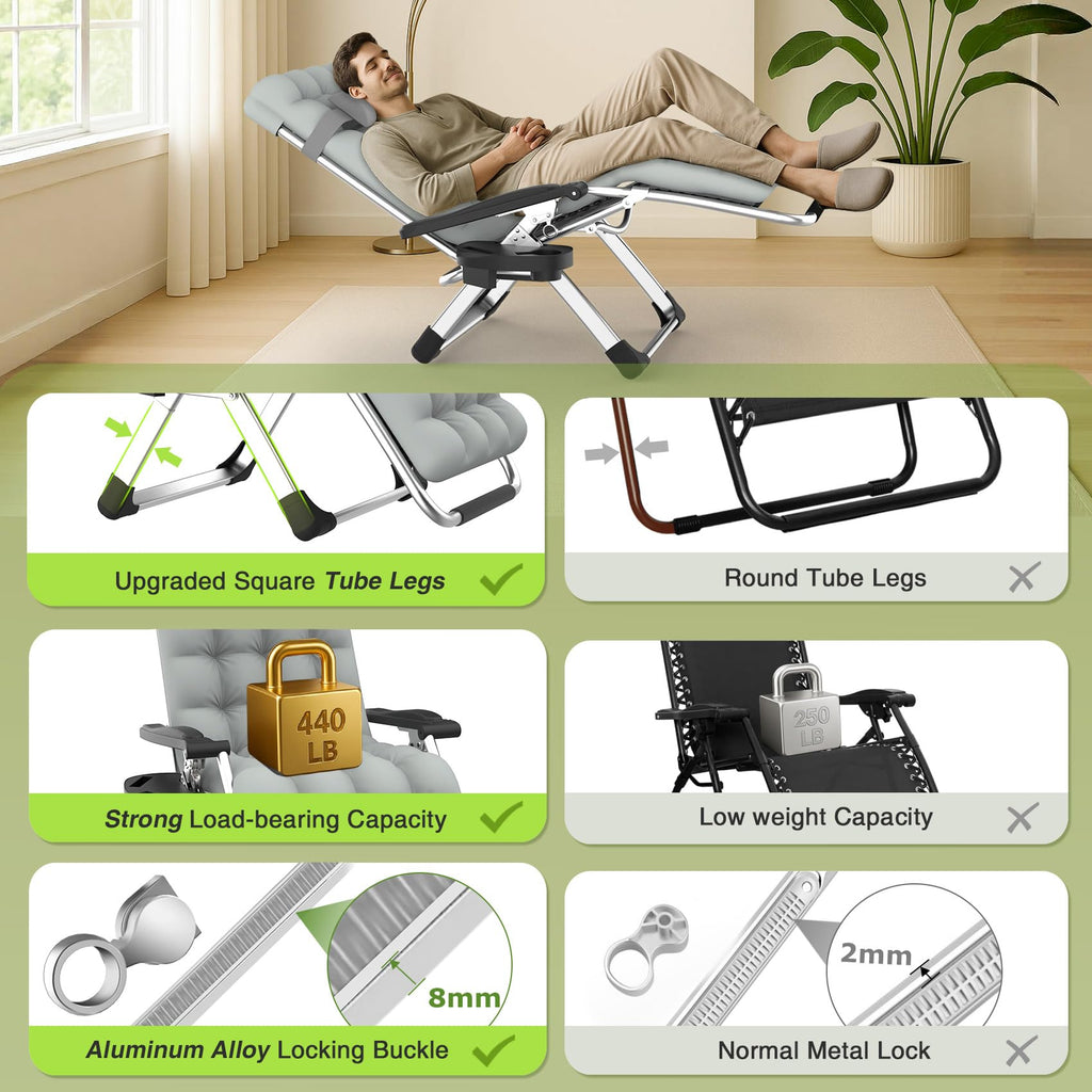 Zero Gravity Reclining Camping Lounge Chair with Cup Holder Z27868