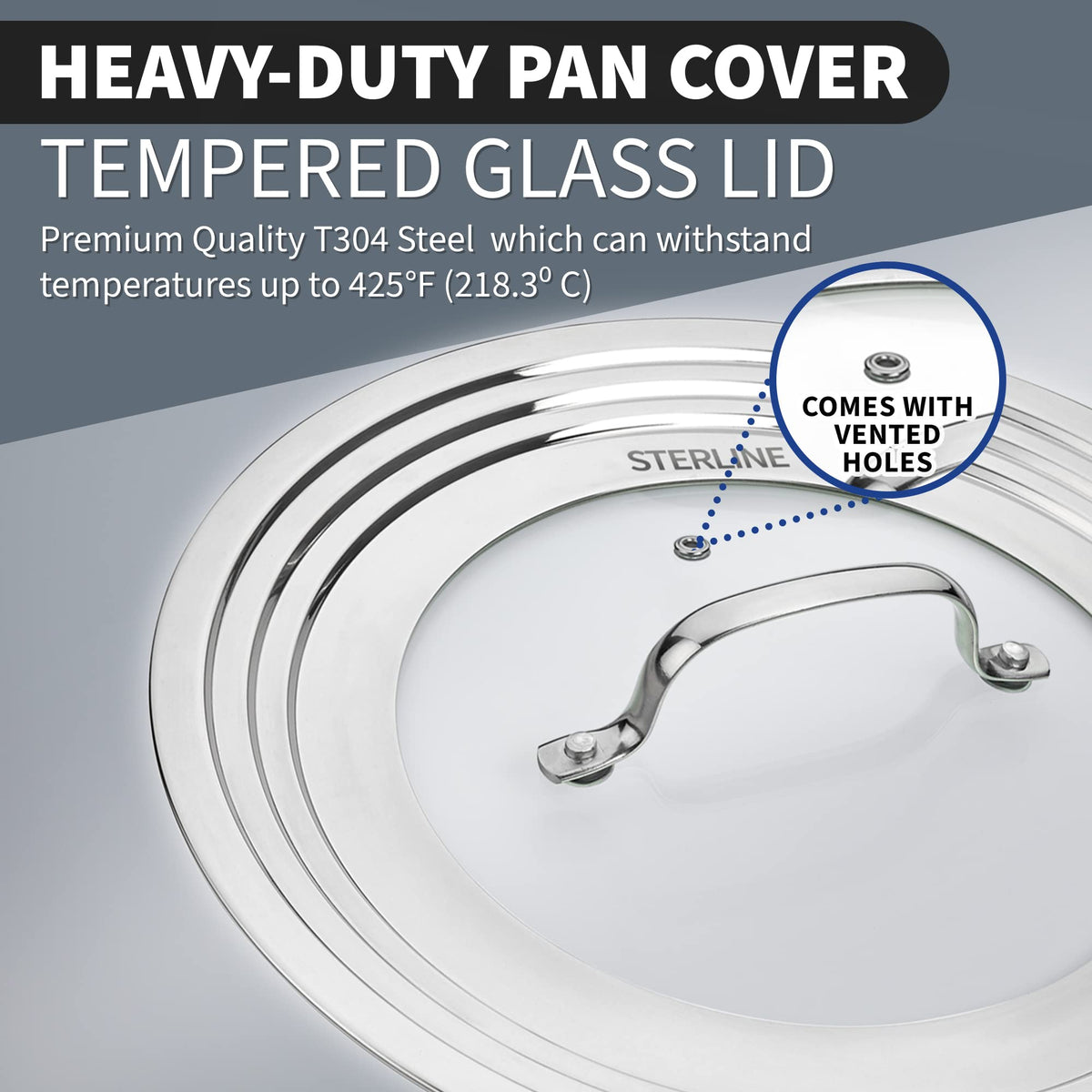 Tempered Glass Universal Lid with Steam Vent U8406