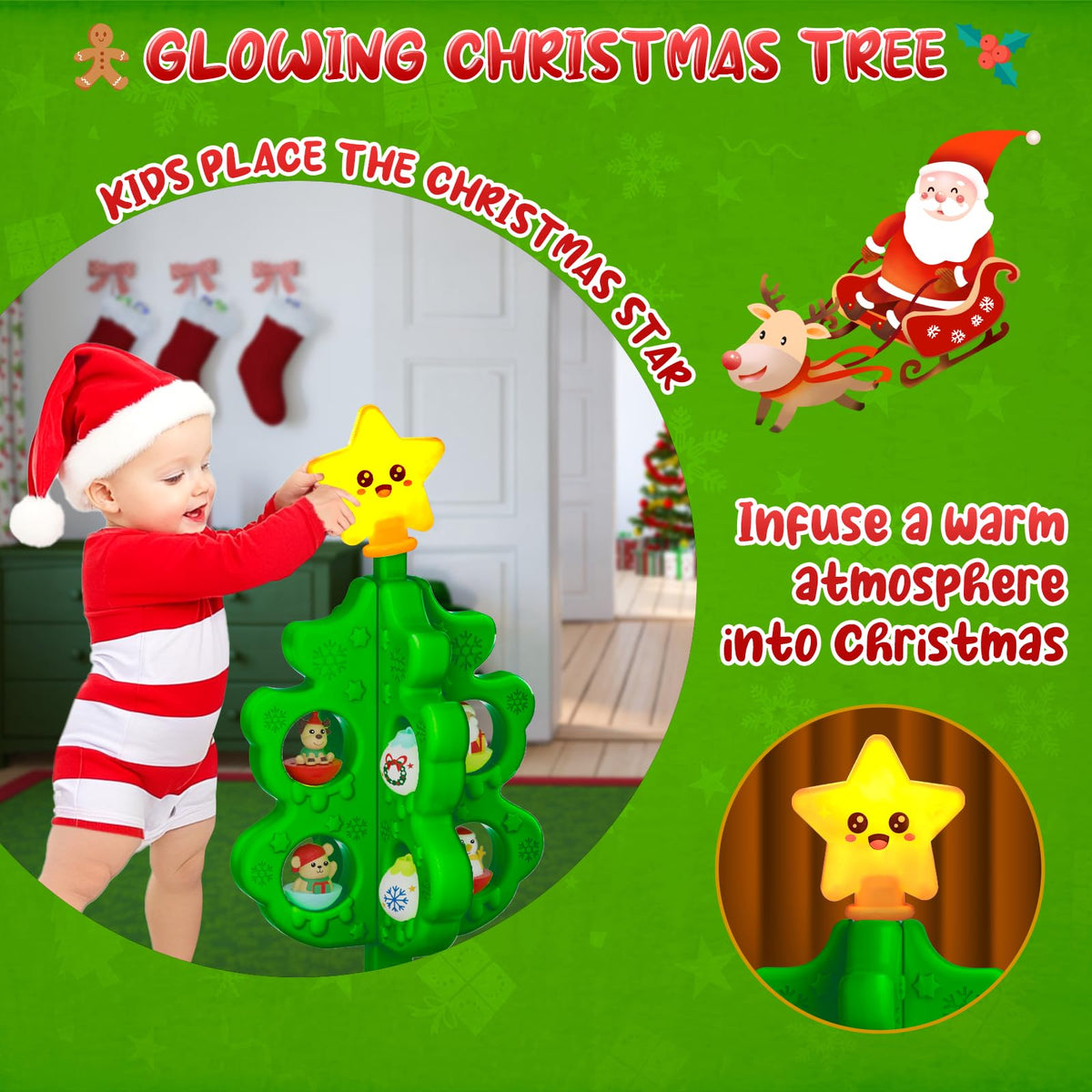 Light Up Musical Christmas Tree Toy Set with Ornaments O5643