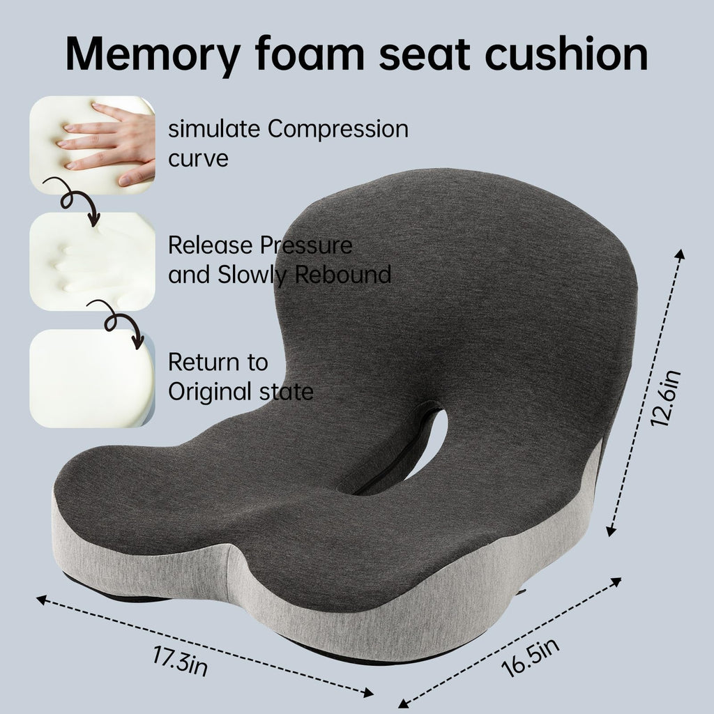 L-Shaped Memory Foam Seat Cushion with Back Support Q8224