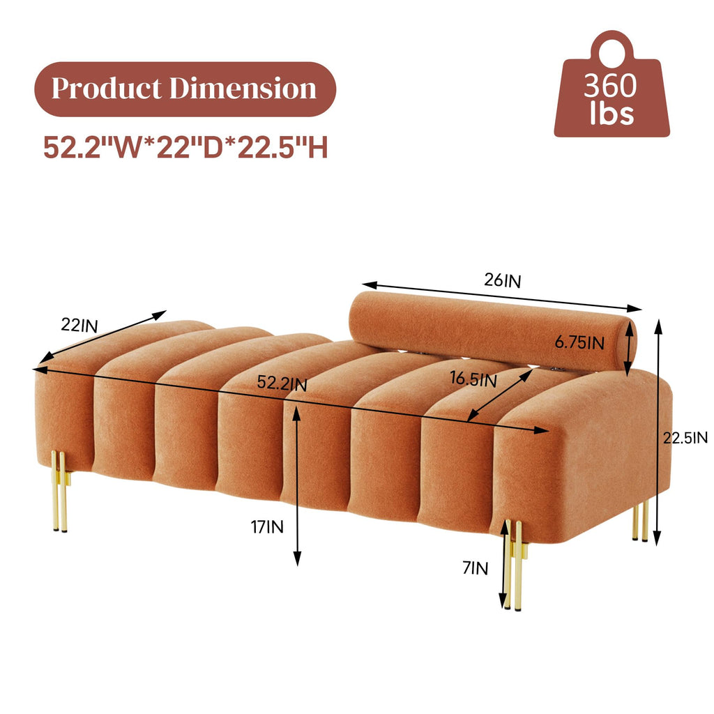 Orange Velvet Ottoman Bench Y420890