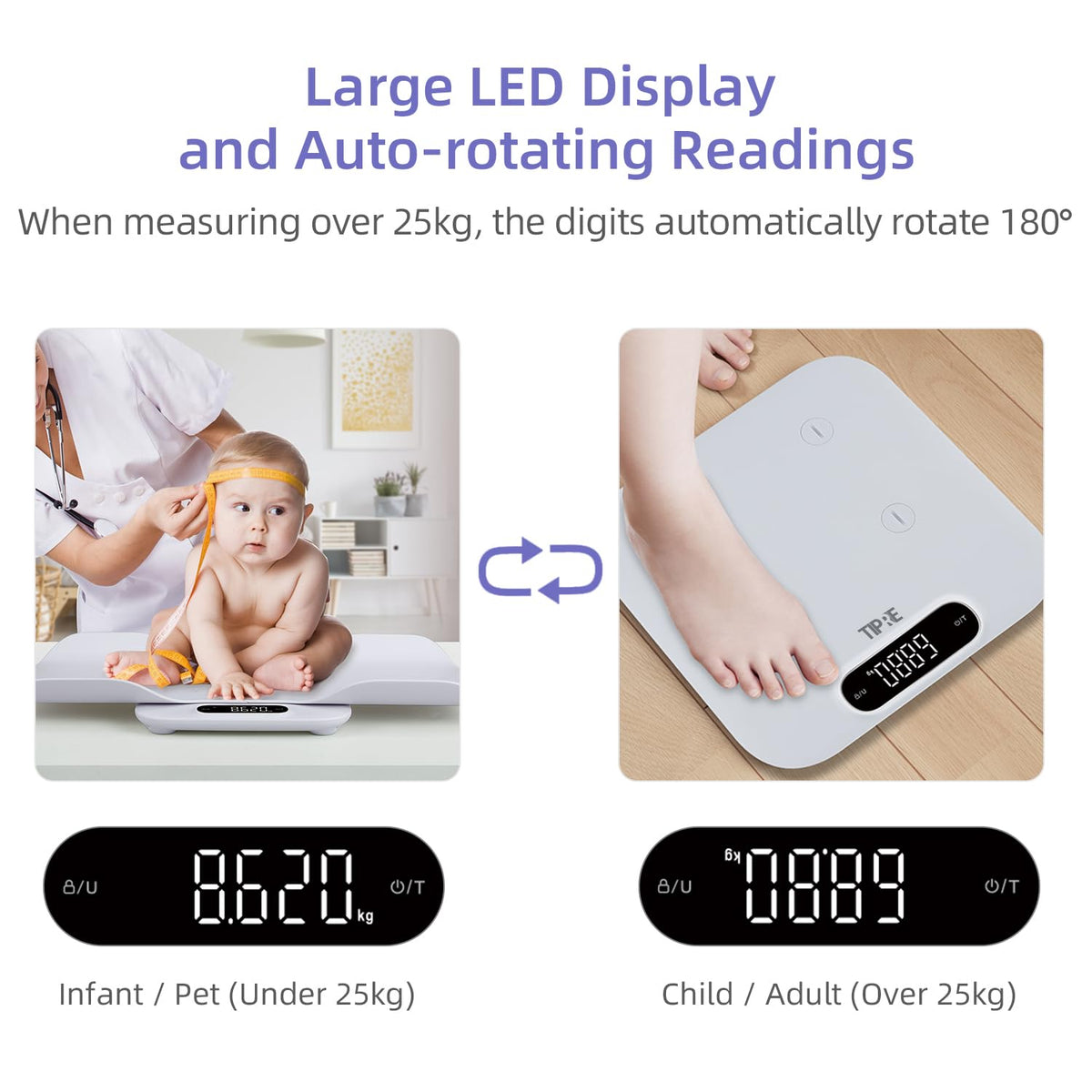 Baby Scale with Detachable Tray, Up to 400lb/180kg X360913