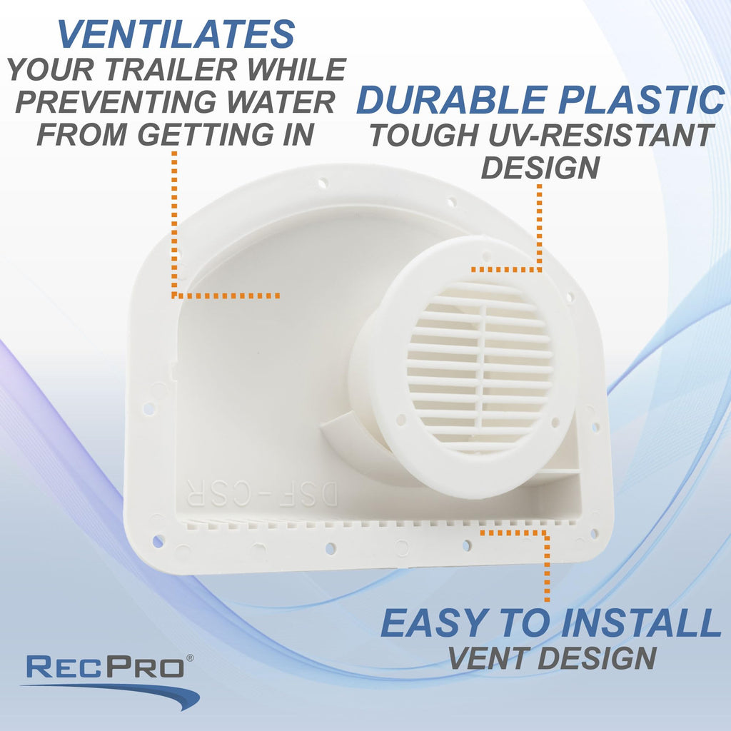 White Trailer Exterior Vent Cowl with Grill 2 Pack L4211