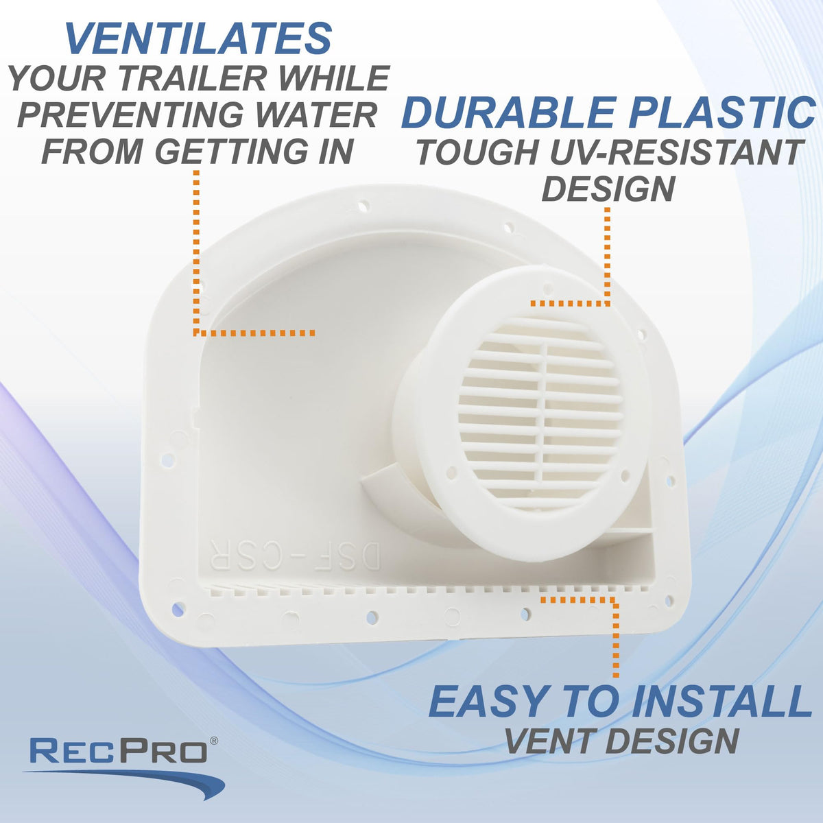 White Trailer Exterior Vent Cowl with Grill 2 Pack L4211