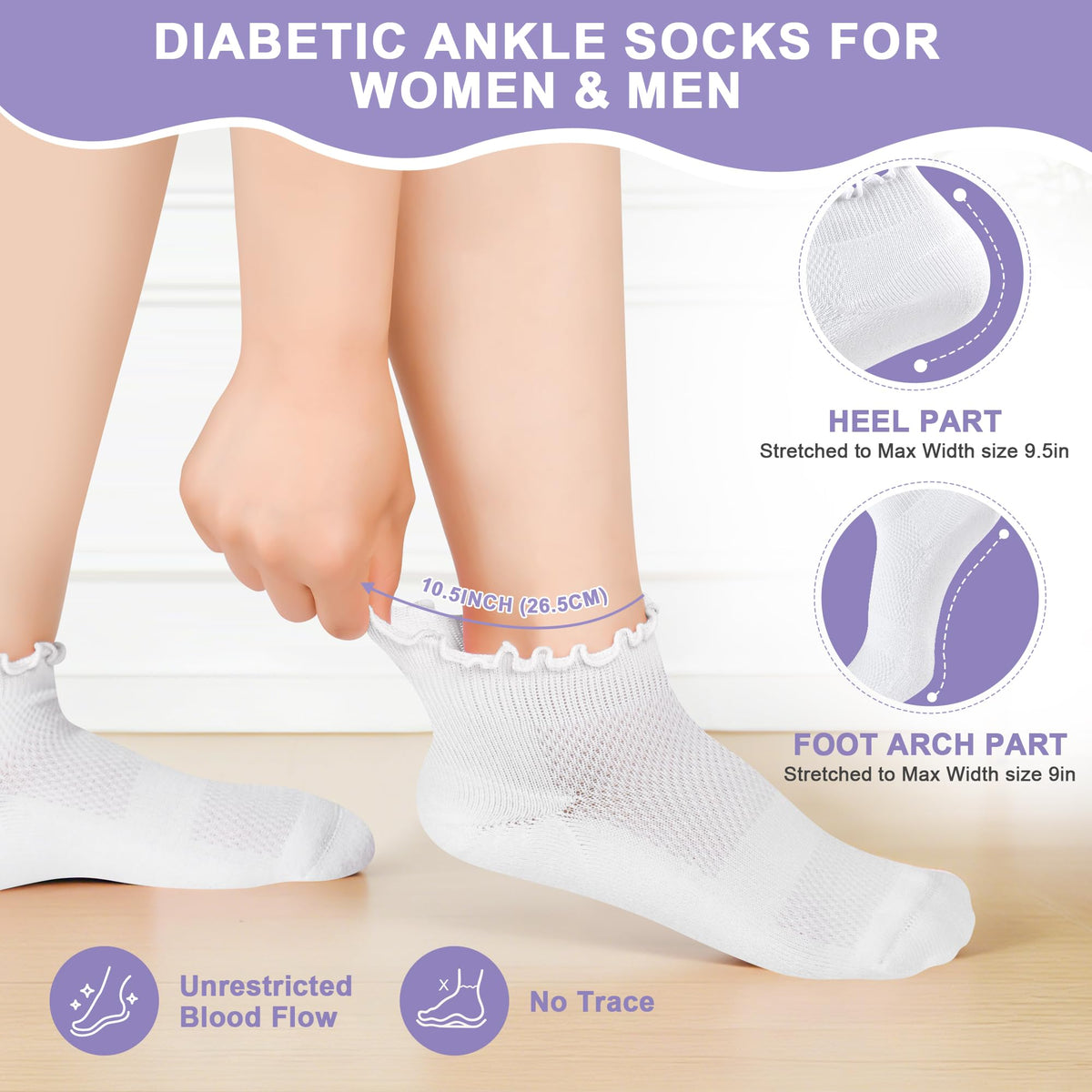 6 Pairs Low Cut Non Binding Ankle Socks V114704