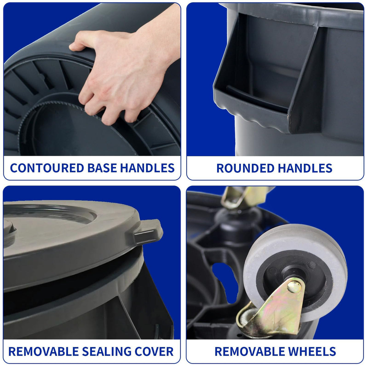 32 Gallon Grey Outdoor Trash Can with Lid and Wheels Q690