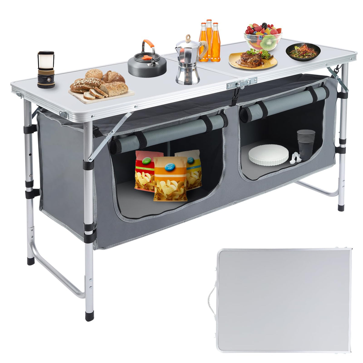 Folding Camping Table with Storage Organizer J482