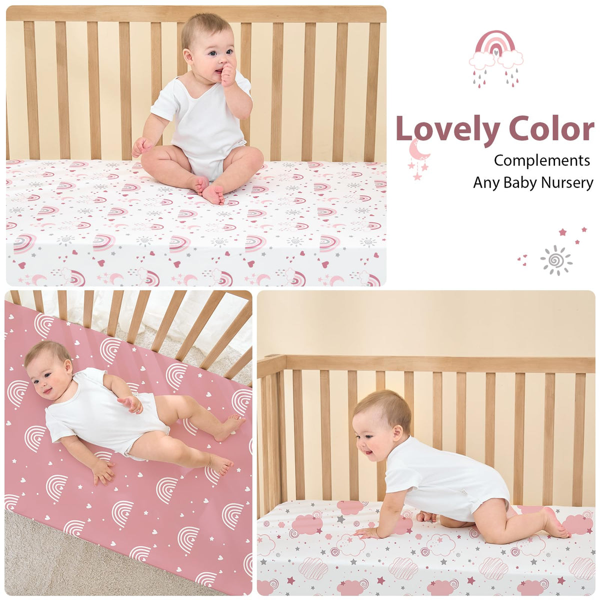 3 Pack Fitted Crib Sheets 52”x28” P801204