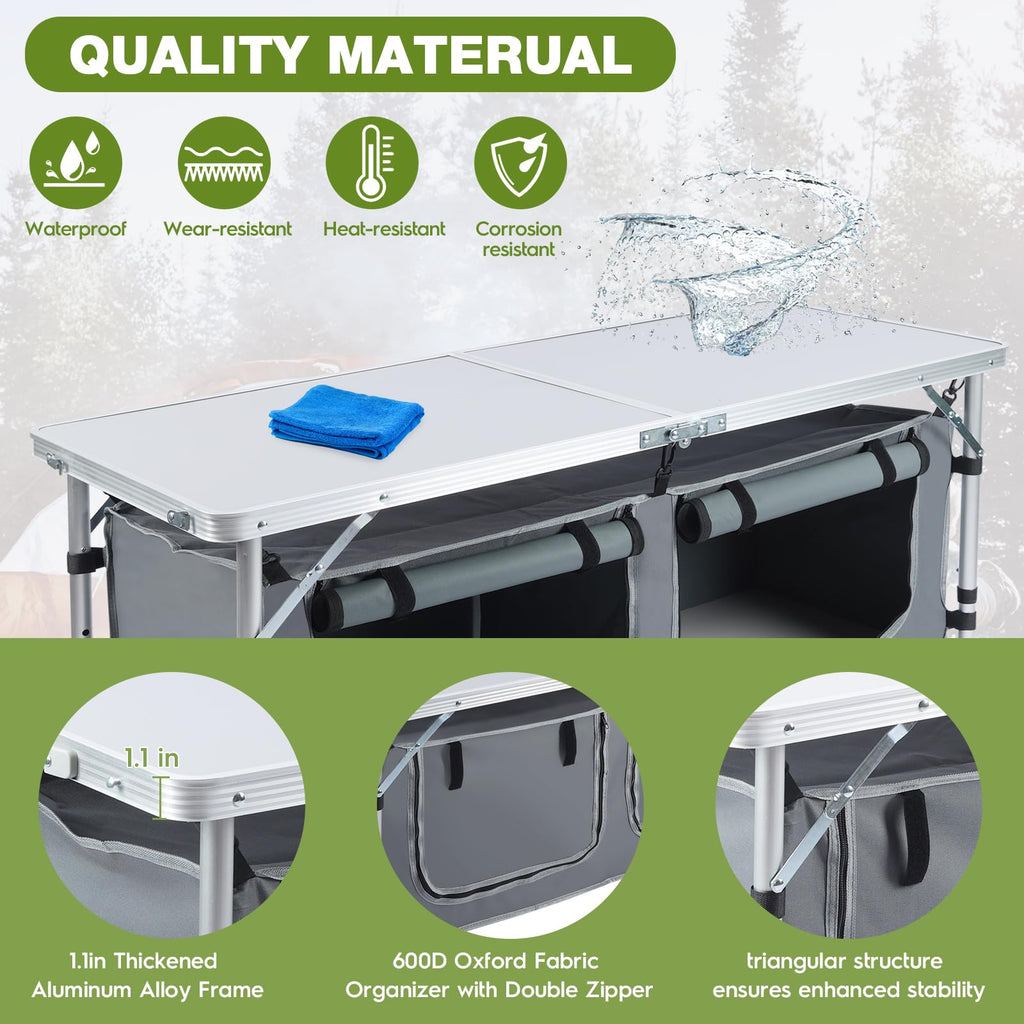 Folding Camping Table with Storage Organizer J482