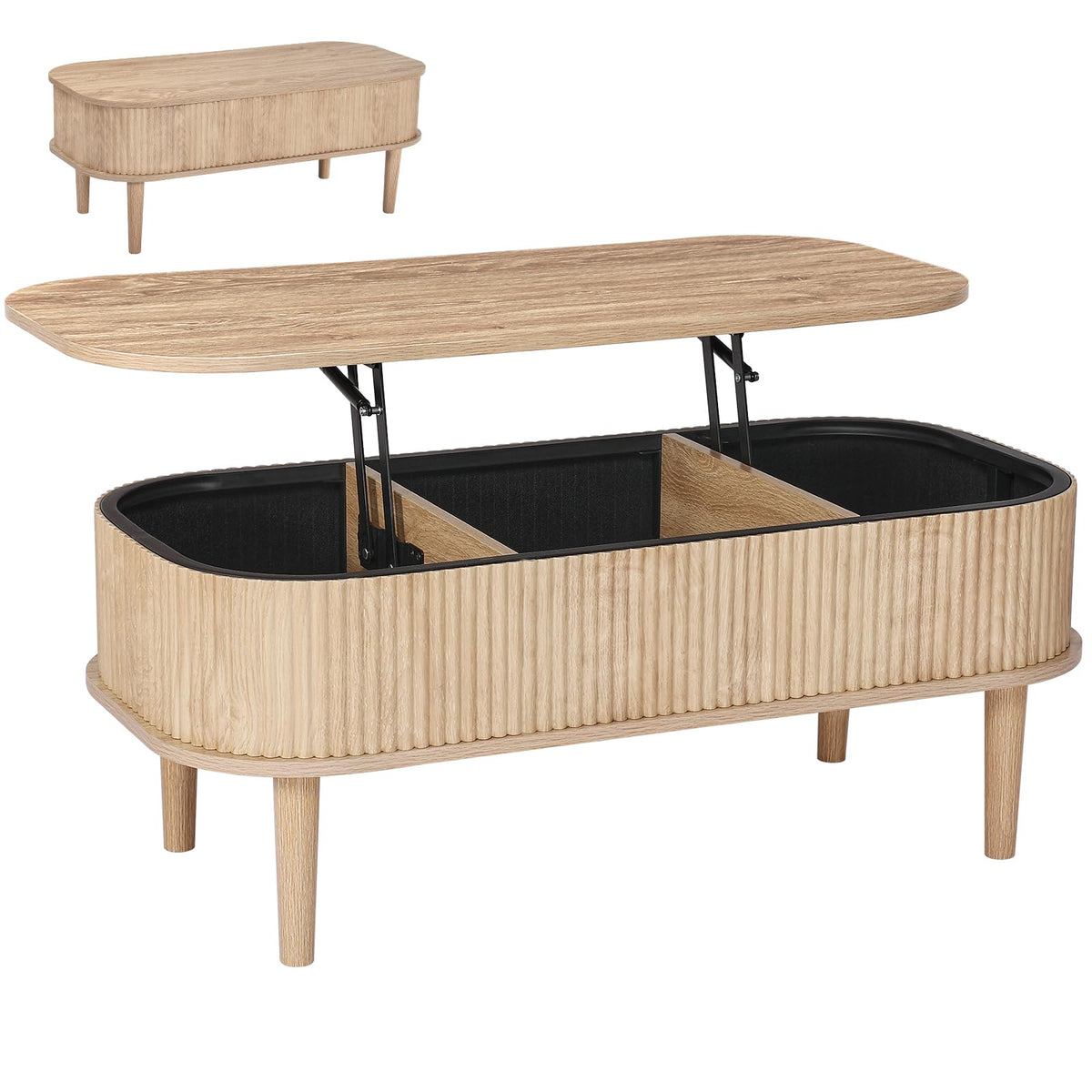 Natural Lift Top Coffee Table with Storage W7753